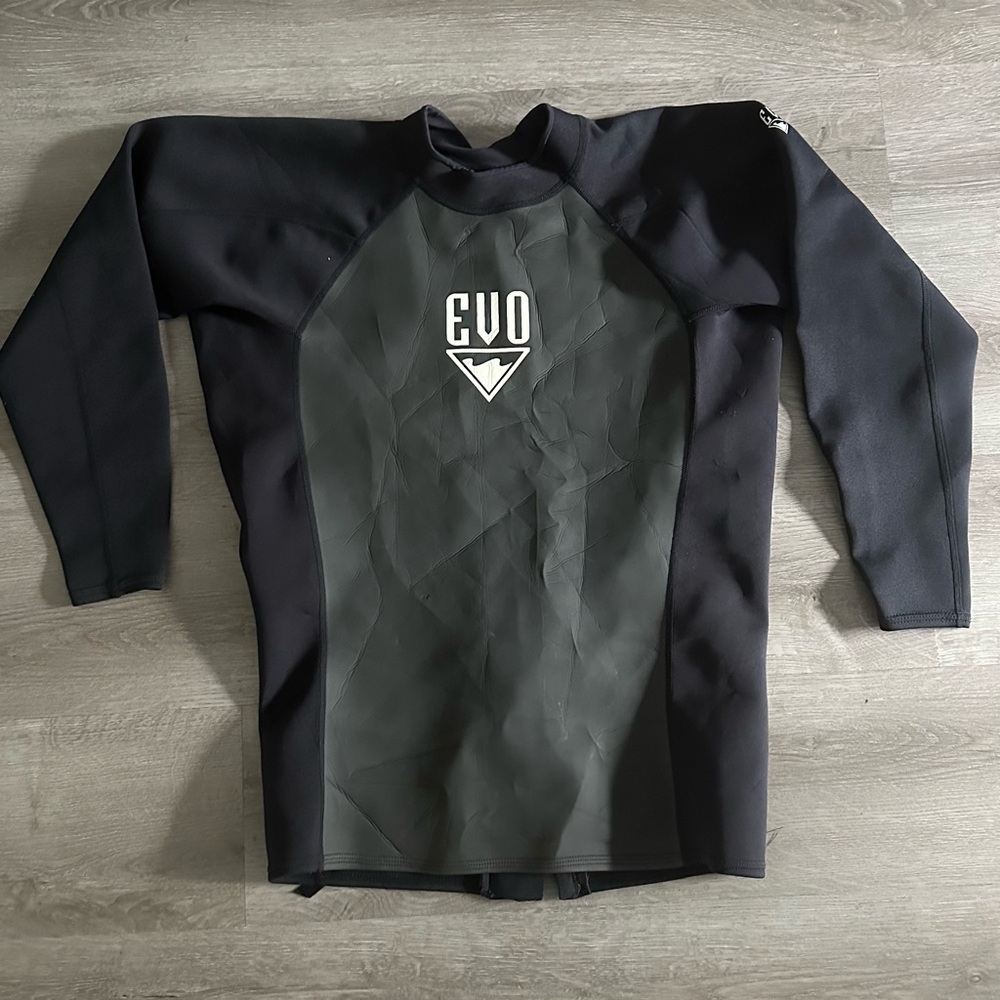 EVO Men's Black Swim Top Half-Length With Zipper Wetsuit Size 2X